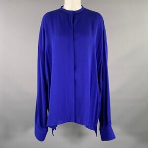HAIDER ACKERMANN Size S Blue Viscose Nehru Collar Shirt